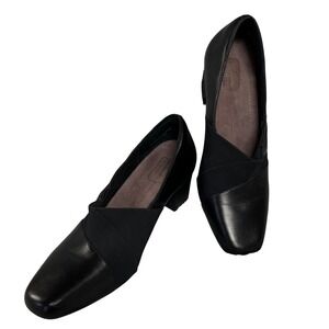 VTG Clarks Bendables Womens Pumps Size 9M Black Block Heel Comfort